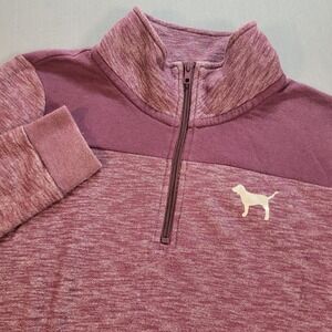 PINK Victoria Secret Womens Quarter Zip Pullover Small Maroon Casual Cozy